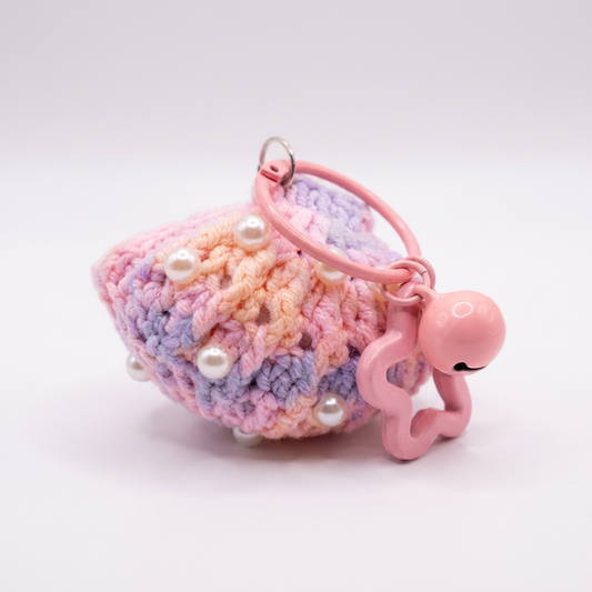 Crochet Pearl Mini Pouch Keychain – Pastel Charm Accessory