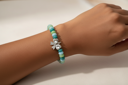 Ocean Breeze Butterfly Bracelet – Blue & Green Beaded Stretch Bracelet