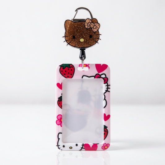 💖✨ Glitter Kitty Badge Reel & ID Holder Set