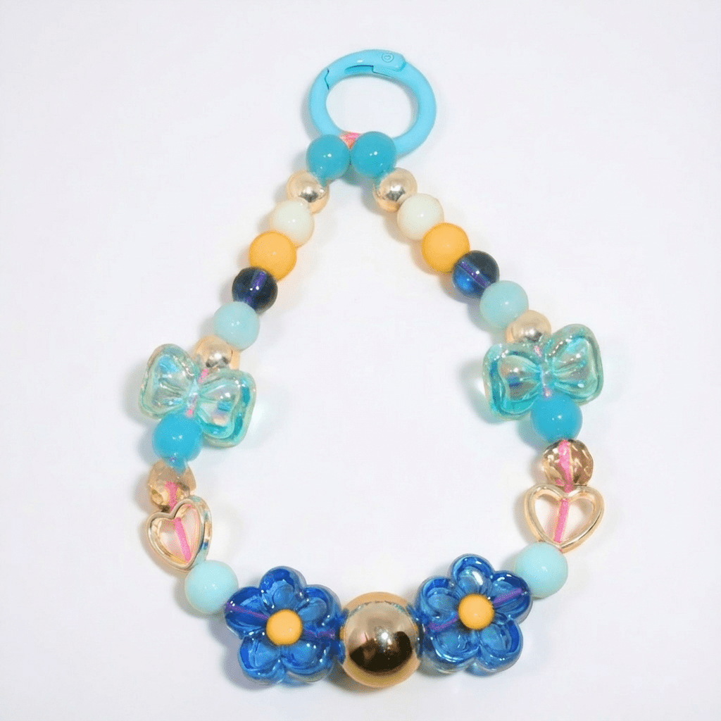 💙 Blue Butterfly + Daisy Beaded Phone Charm