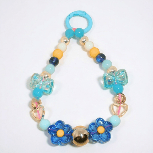 💙 Blue Butterfly + Daisy Beaded Phone Charm