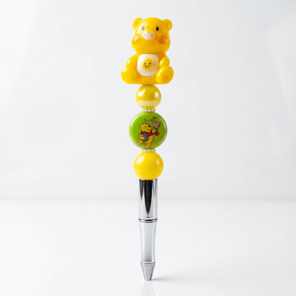 Sunshine Bear Beaded Pen – Cute Yellow Charm Writing Pen