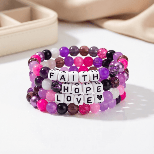 💜 Faith • Hope • Love Beaded Bracelet Set – JJCREATIONZ 💜