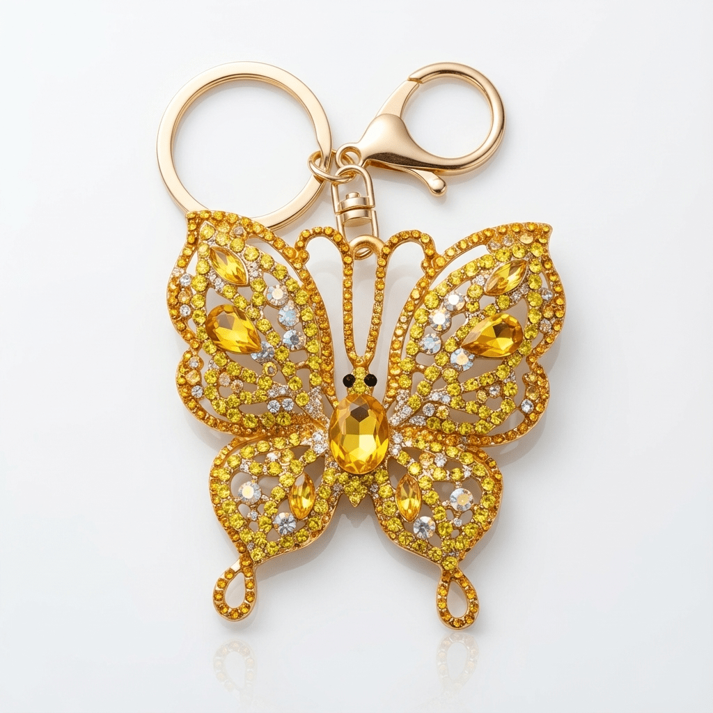 🦋✨ Sparkling Yellow Crystal Butterfly Brooch