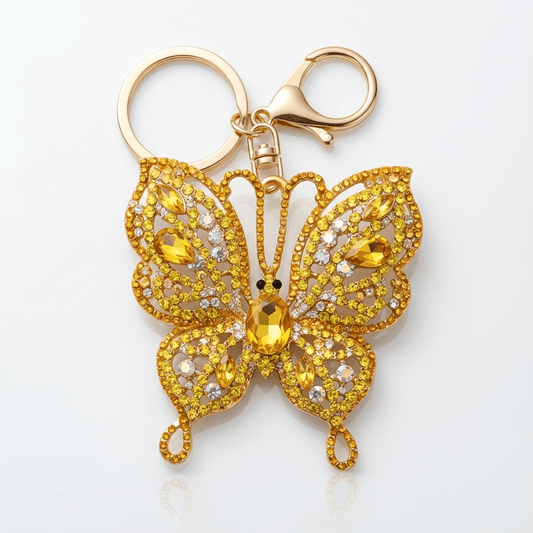 🦋✨ Sparkling Yellow Crystal Butterfly Brooch
