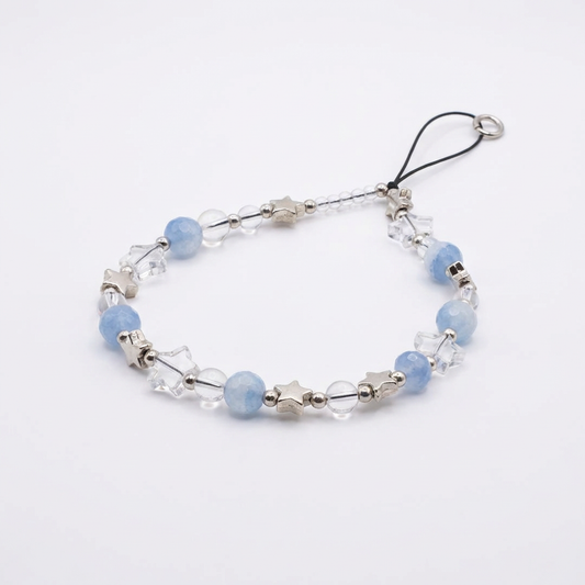 Blue Star Beaded Phone Charm – Celestial Wristlet Strap