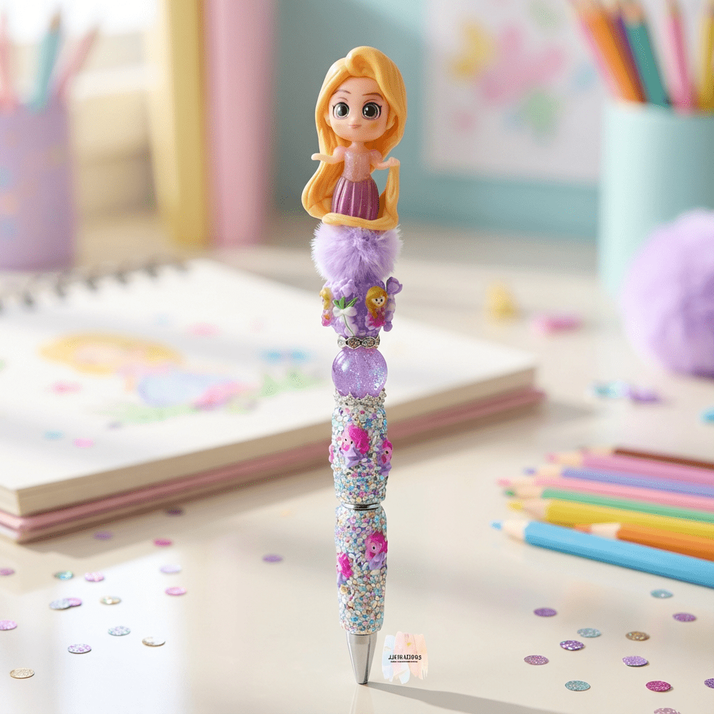 💜 Sparkling Fairy-Tale Princess Beaded Pen – Glam, Glittery & Perfect for Collectors