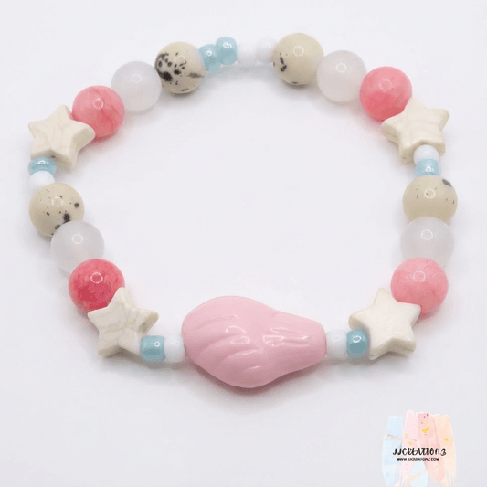🌺 Pink Seashell & Star Beaded Bracelet – Beachy, Cute & Handcrafted
