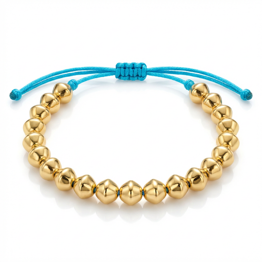 Gold Bead Adjustable Bracelet – Turquoise Cord Minimalist Bracelet