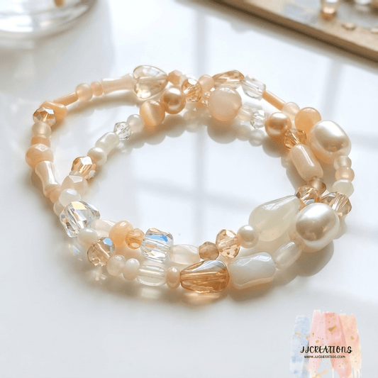 Handmade Neutral Beaded Bracelet – Moonlit Glow Collection