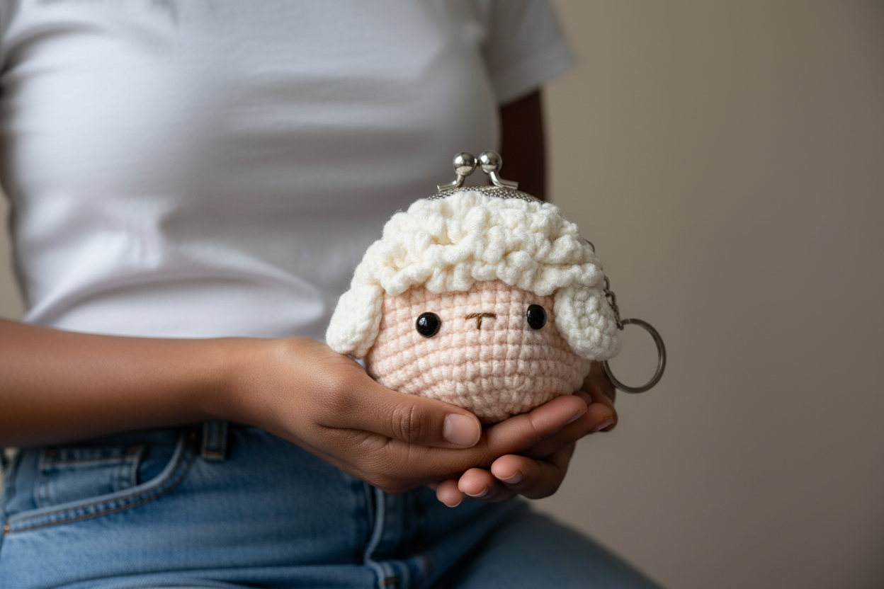 Crochet Lamb Mini Coin Purse Keychain – JJCREATIONZ