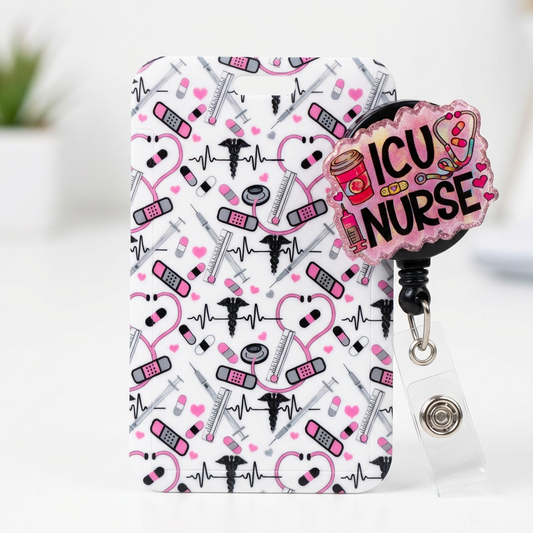 🩺💖 ICU Nurse Badge Reel & ID Holder Set 💖🩺
