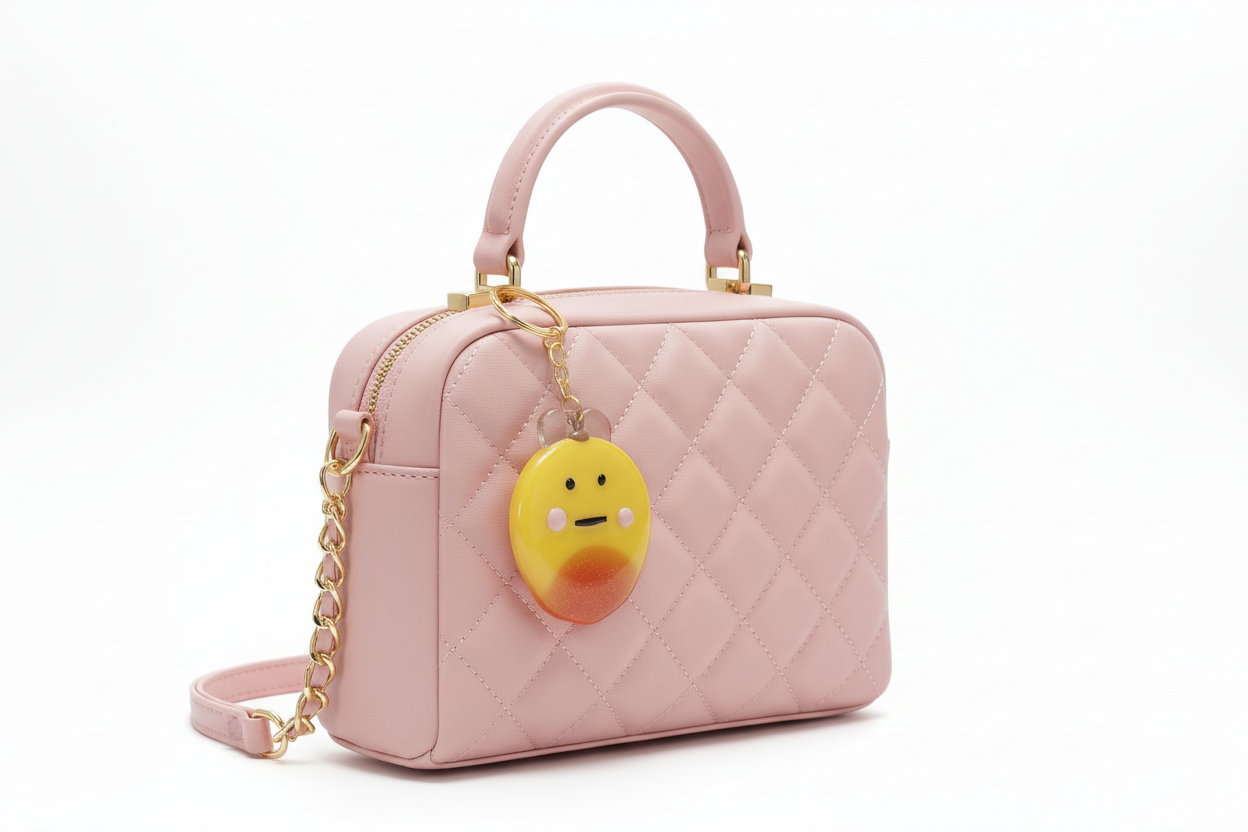 Cute mango Character Keychain – Handmade Kawaii Fruit Bag Charm