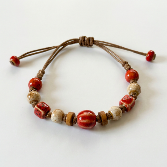 Boho Adjustable Beaded Bracelet – Earth Tone Handmade Jewelry
