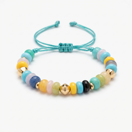 Colorful Beaded Adjustable Bracelet – Pastel Multi-Color Cord Bracelet