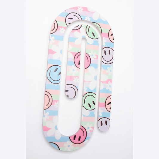Pastel Smiley Jumbo Acrylic Paperclip – Cute Desk Decor & Bookmark