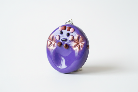 Purple Ocean Kawaii Charm – Handmade Polymer Clay Bag Charm / Keychain