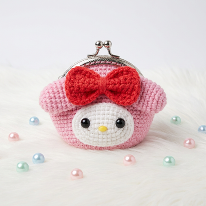 🎀 My melody Crochet Bow Character Mini Coin Purse Keychain – JJCREATIONZ
