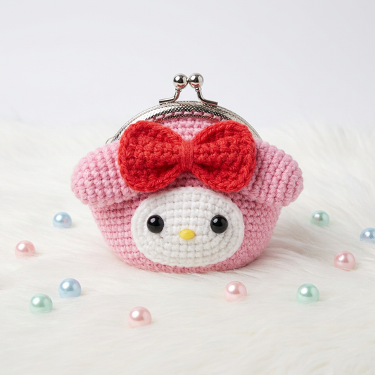 🎀 My melody Crochet Bow Character Mini Coin Purse Keychain – JJCREATIONZ