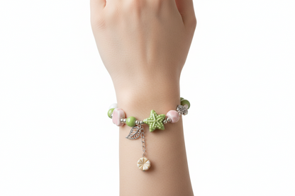 Coastal Starfish Beaded Bracelet – Beach Charm Stretch Bracelet