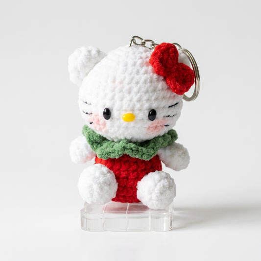 Handmade Crochet Kitty Plush Keychain – Cute Amigurumi Cat Charm-keychain
