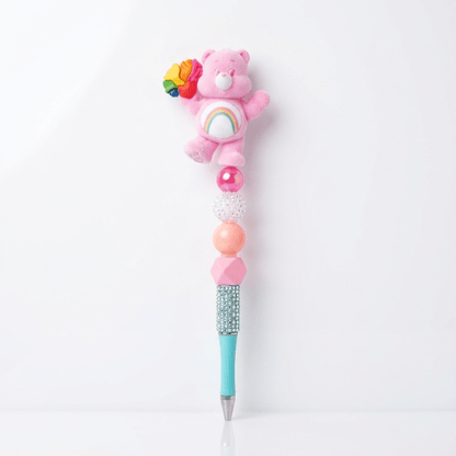 🌈✨ Rainbow Care Bear Beaded Pen – Handmade Chunky Pen for Cute Stationery Lovers ✨🌈