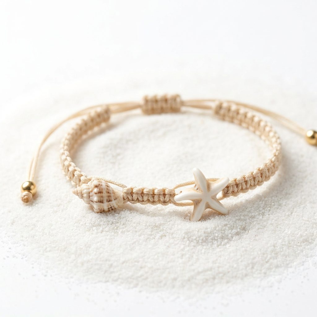 Beach Starfish Macramé Bracelet – Adjustable Shell & Starfish Bracelet