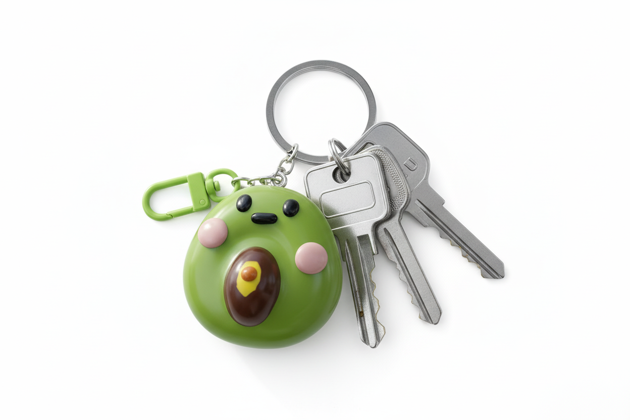 Cute Avocado Polymer Clay Keychain – Handmade Kawaii Bag Charm