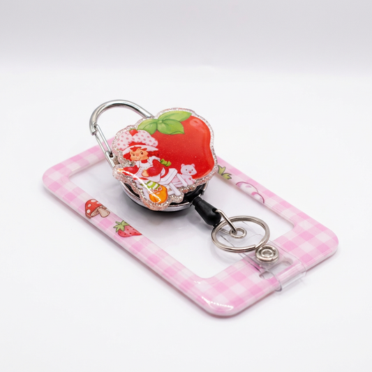 Strawberry Girl Badge Reel 🍓✨ | Cute Retractable ID Holder