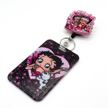 💕✨ Vintage Glam Cartoon Badge Reel & ID Holder Set ✨💕
