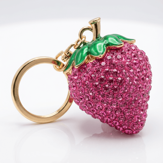 🍓✨ Sparkling Strawberry pink Charm Keychain