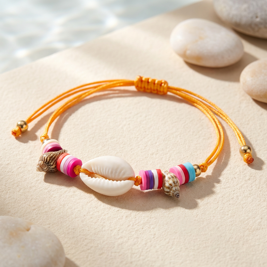 Adjustable Shell Cord Bracelet – Colorful Beach Style Bracelet