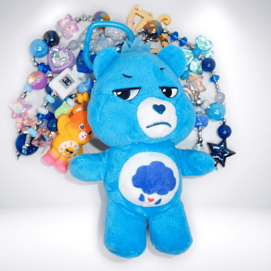 💙 Blue Bear Plush Bag Charm – Beaded Accessory for Bags, Backpacks & Keys 💙