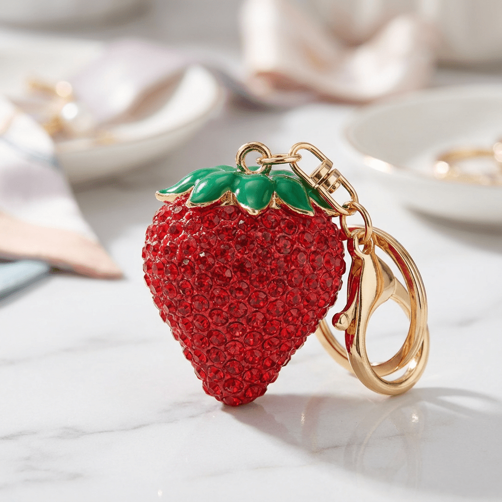 🍓 Sparkling red Strawberry Rhinestone Keychain
