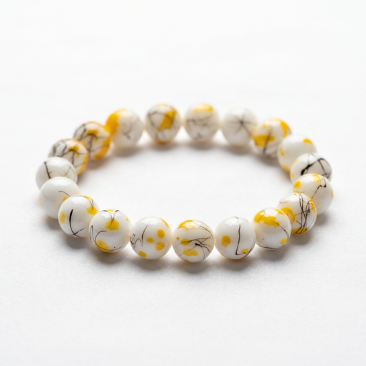 Abstract Paint Beaded Bracelet – Modern Art Stretch Bracelet