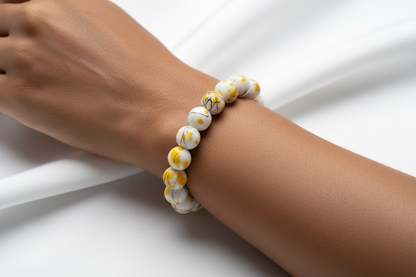 Abstract Paint Beaded Bracelet – Modern Art Stretch Bracelet