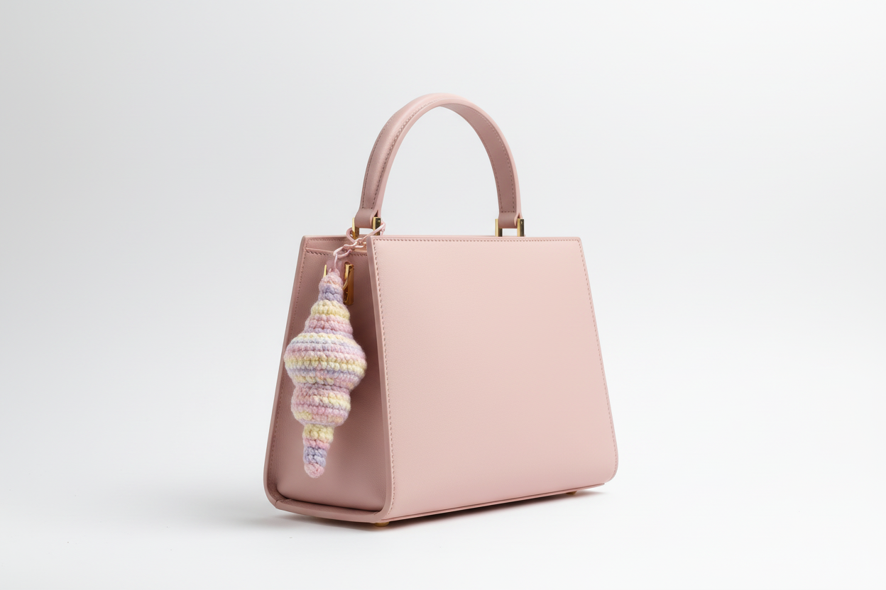 Crochet Seashell Keychain – Handmade Ocean-Inspired Bag Charm