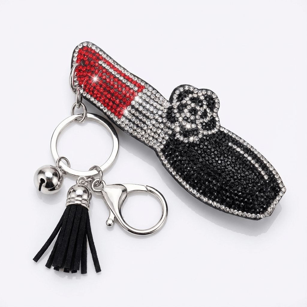 💄✨ Large Sparkling Lipstick Charm Keychain