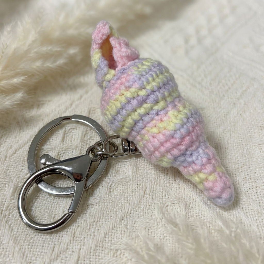 handmade crochet conch shell keychain
