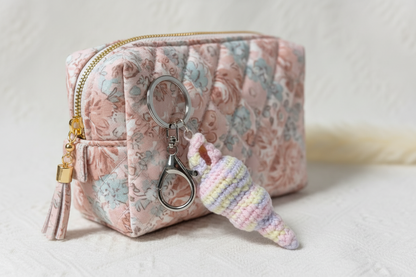 handmade crochet conch shell keychain