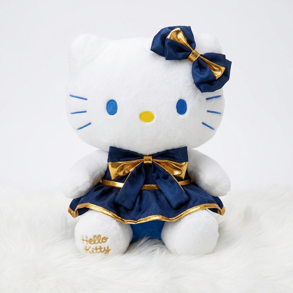 Hello Kitty Navy & Gold Dress Plush – Elegant Collector Plush
