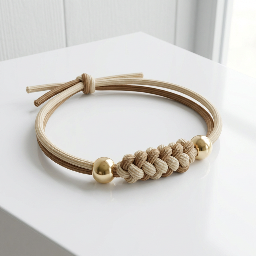 Beige Adjustable Cord Bracelet – Minimalist Braided Bracelet