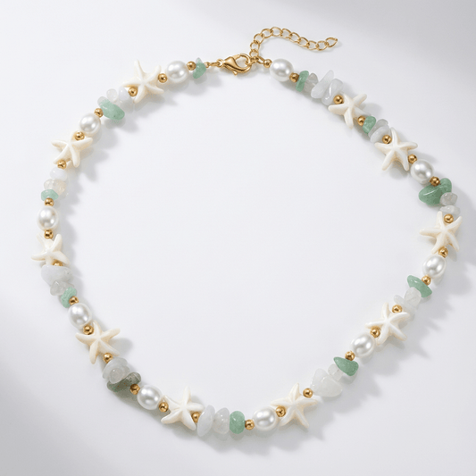🌊 Starfish & Gemstone Beaded Necklace