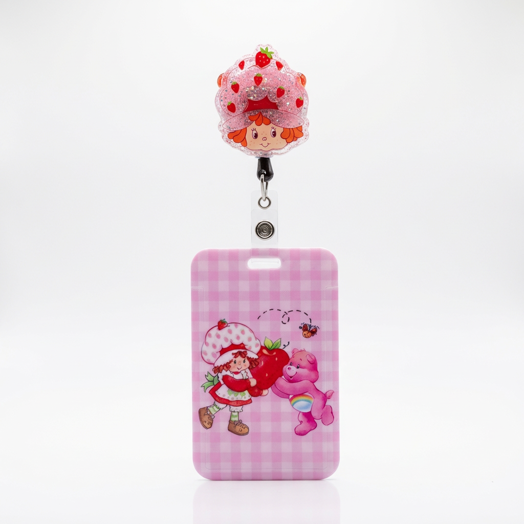 🍓💖 Strawberry Girl Badge Reel & ID Holder Set 💖🍓