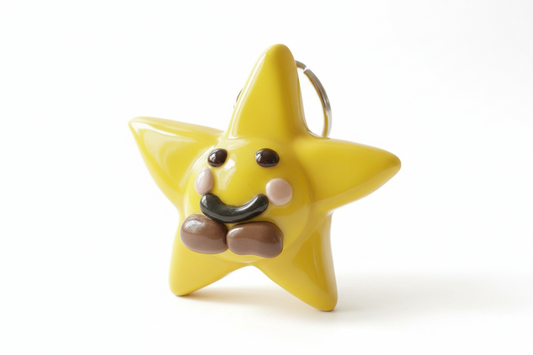 Cute Sunshine Star Charm – Handmade Polymer Clay Keychain
