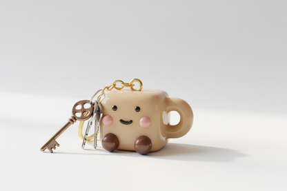 Cute Coffee Mug Charm – Handmade Polymer Clay Keychain